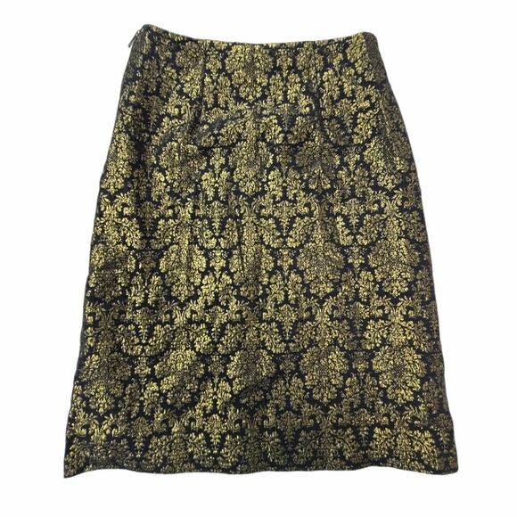 Worthington Gold Metallic Damask Pencil Skirt - Picture 2 of 8